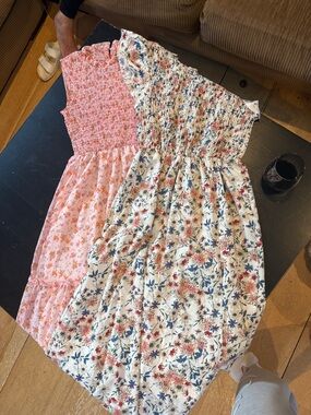 SHEIN Floral Maxi Dress Duo - Pink & Cream